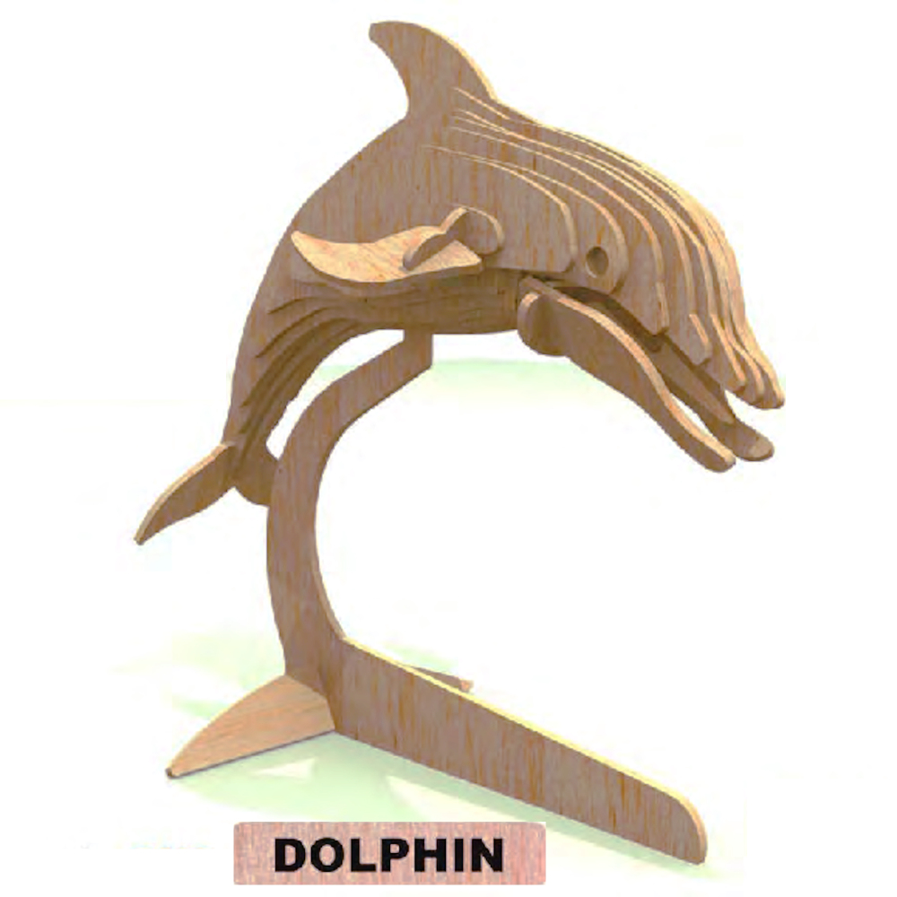 DOLPHIN ~ 3-D puzzle kit by PUZZLED ~wood~ 9" Long 