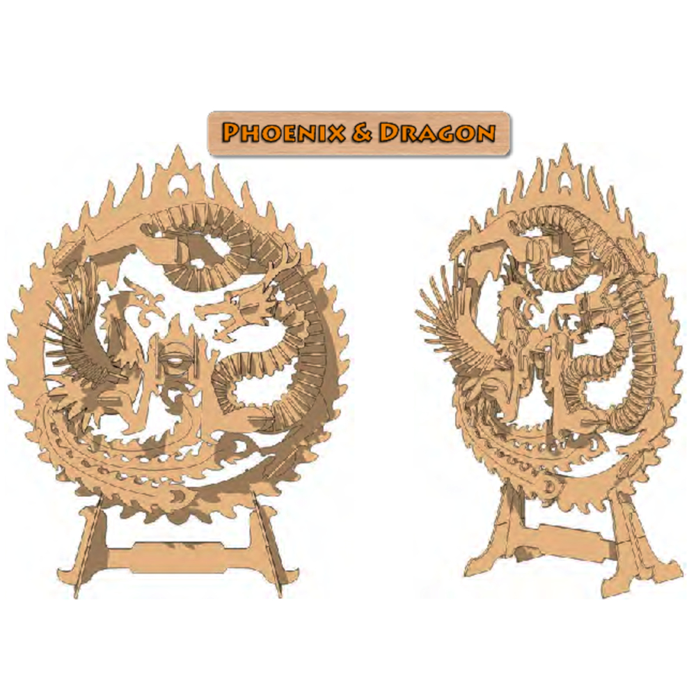 Phoenix And Dragon Puzzle Double Cut Designs Llc