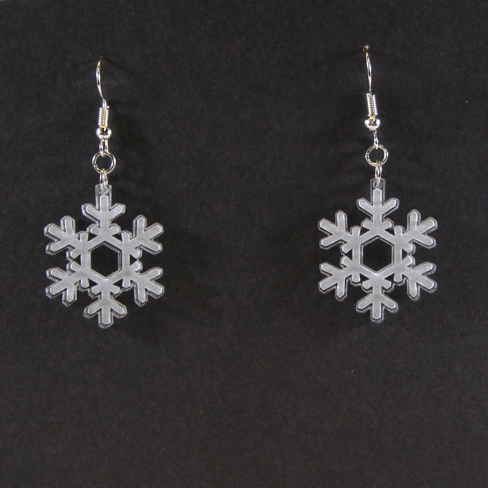 Snowflake Earrings: Laser Cut Acrylic Snowflakes, Stormy Weather, Snow –  Everything Is Earrings