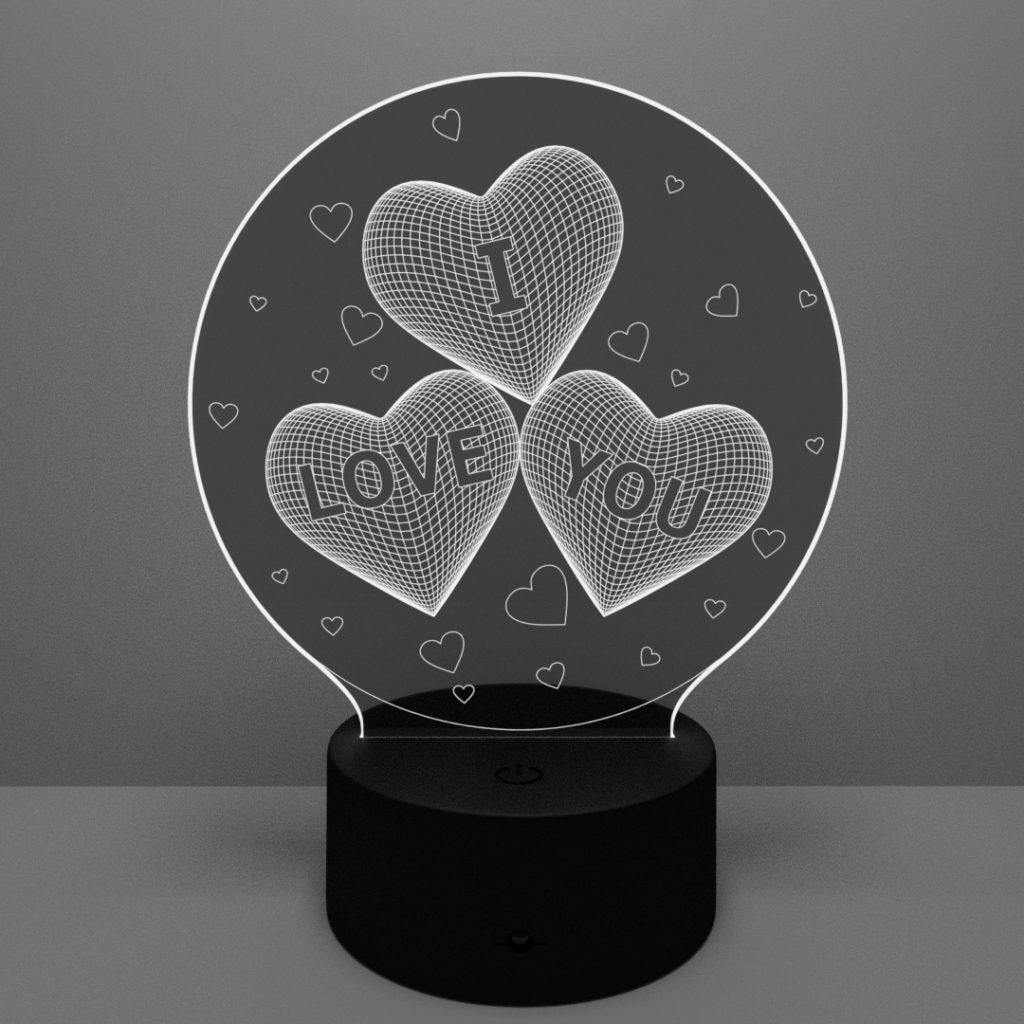 Hearts LED Lamp – Double Cut Designs LLC